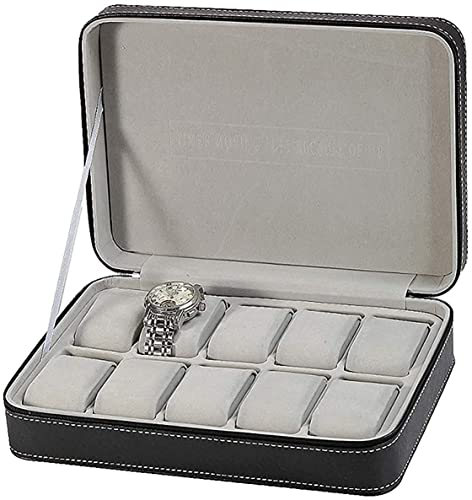 VIPREKHO 10 Grid Slot Wrist Watch Storage Box Case Display Jewelry Collection Box Organizer with Faux Leather Finish for Men and Women 10-Slot Family watch box – 28 X 20 X 7.5 cm