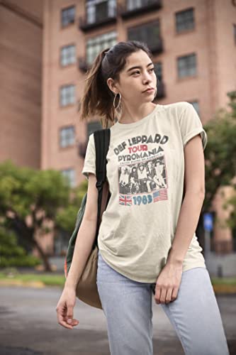 Def Leppard Rock Band T Shirts - 1983 USA Pyromania Tour, Crew Neck, Short Sleeve Shirt - Vintage Band T Shirt for Men, Women