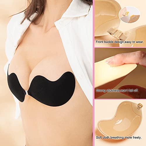 Image of Sticky Bra, Backless Strapless Bra Push Up, Adhesive Invisible Lift Up Bras 2 Pairs
