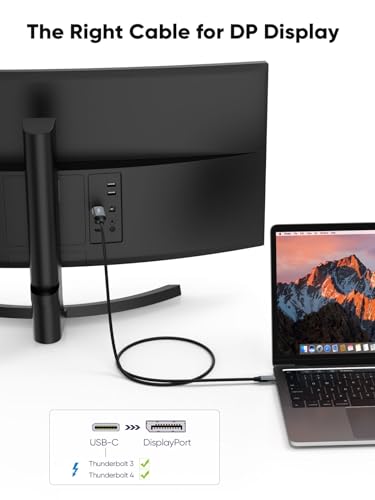Image of CableCreation 6.6Ft Usb C To Displayport Cable 4K@60Hz,2K@165Hz,2K@144Hz,Usb Type C To Dp Cable Thunderbolt 3 Compatible With Macbook Pro /Air,Imac,Ipad Pro 2020,Xps,Galaxy S22 Ultra /S20 /S10,,Gray