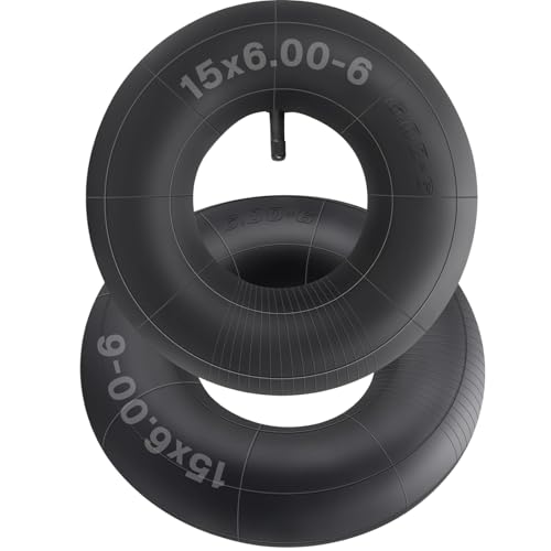 Lot de 2 Chambres à Air 15 x 6,00-6 Pneus de Tondeuse à Gazon, Chambre à Air 15x6.00-6 pour Tracteur Tondeuse Avec Tige de Valve Droite TR-13 pour Tracteurs...