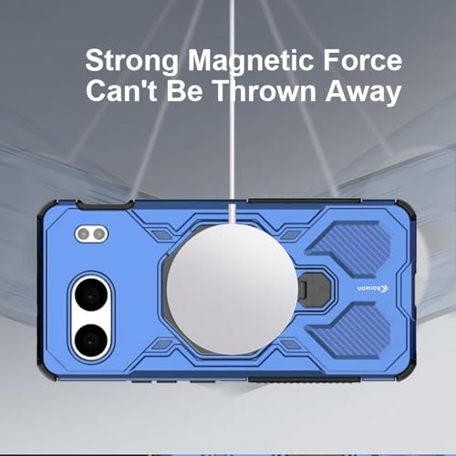 Image of KARWAN Tough Shockproof Armor Back Case Cover Compatible with Oneplus Nord 4 with 360 Degree Rotation Magnetic Attraction Ring, Holder Heavy Duty Cover with MagEaze Wireless Charging (Blue)