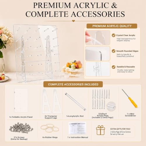 Large Acrylic Donut Wall Display Stand, Foldable, 26"x22", Holds 60 Donuts by Thyiavyn - Used condition - Image 8