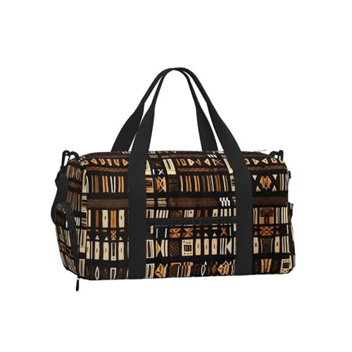 Bolsa cruzada con estampado tribal africano de tela de barro para mujer