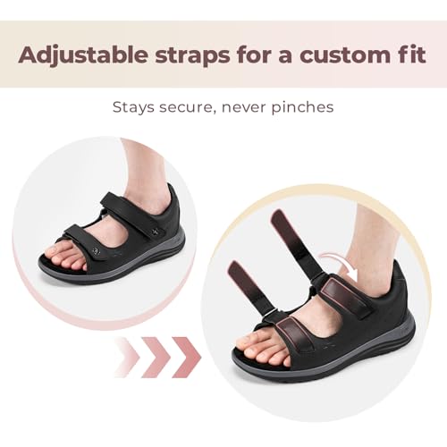 Image of FitVille Diabetic Sandals for Women Wide Width, Open Toe Orthopedic Wide Sandals for Women with Adjustable Straps and Arch Support for Bunions, Plantar Fasciitis, Swollen Feet