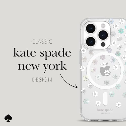 Coque iPhone 15 Pro Kate Spade transparente fleurs MagSafe