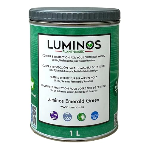 Luminos LUM1105 - Emerald Green - Water-Based Wood Stain Protector BIO - Green 1L