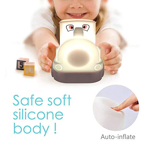 Image of Night Light Kids with Cute Train Design Children's Room LED Bedside Lamp with Changeable RGB Colors Rechargeable Night Light Compatible with Touch Control & Remote Control - Train