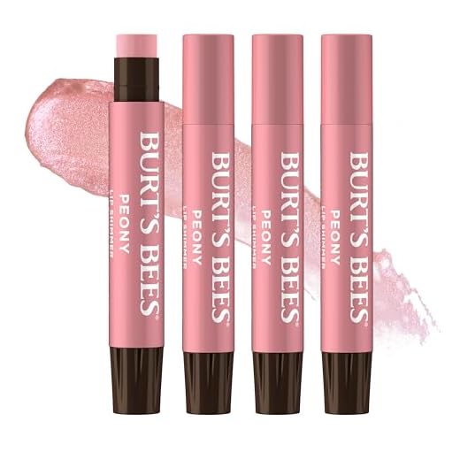 Burt's Bees Lip Shimmer Set, Peony, 0.09 oz., 4 Tubes