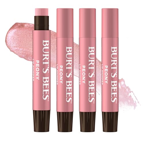 Burt's Bees 100% Natural Moisturizing Lip Shimmer, Peony - 4 Tubes