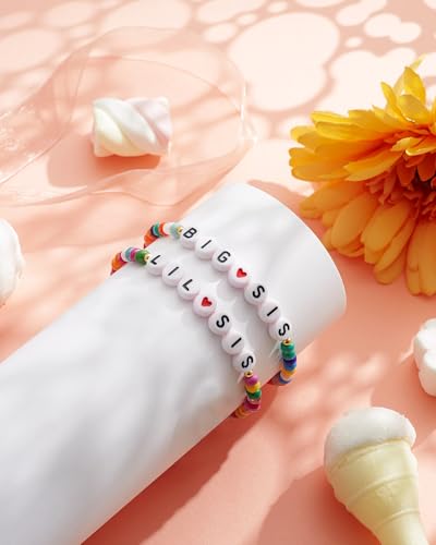 Image of 2 /3Pcs Big Middle Little Sis Heart Adjustable Braided Bracelet Set | Matching handmade sister friendship bracelets, sweet jewelry gifts for sisters, BFF friends, women and teengirls