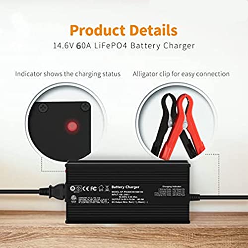 Image of 14.6V 60A, Intelligent AC-DC Battery Charger, Best Solution for 12 V Lithium Iron Phosphate, LiFePO4 Battery Recharging, Support Fast Charging,14.6V LiFePO4 Lithium Iron Rechargeable Battery