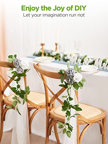 Innogear Artificial Flowers, 50 Pcs Faux Flowers Fake Flowers Ivory Roses Perfect For Diy Wedding Bouquets Centerpieces Bridal Shower Party Home Flower Arrangement Christmas Decorations #TOP2