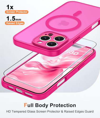 Image of FNTCASE for iPhone 16 Pro-Max Case: Translucent Hot Pink Fit for MagSafe
