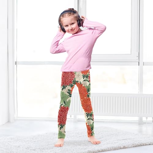 Girls' Leggings Flowers Floral Red Kids Yoga Tights Pants 1 Pack 208499734
