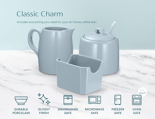 image for KooK Sugar and Creamer Set, 3 Piece, Pitcher, Sugar Bowl with Lid and 