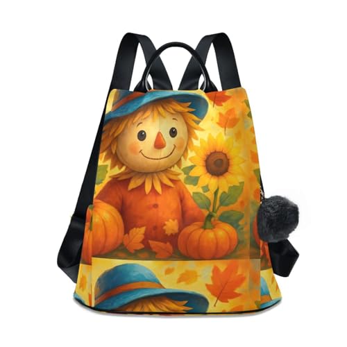 Sac à dos épouvantail tournesols automne pour femme avec poches antivol