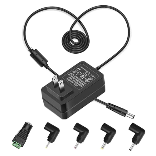 ZIFI AC 100-240V to DC 24V 1.5A Power Adapter with 5pcs DC Connectors for LED Strip Light, Essential Oil Diffuser, and More 24V Devices (Up to 1.5A, Not for Charging Batteries)