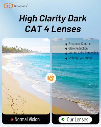 Miniatura 3 de Bloomoak Gafas De Sol Polarizadas Negras Con Lentes Súper Oscuras Gafas De Sol Deportivas Envolventes Unisex Uv400 Cat 4 Para Fotofobia Ojos Sensibles