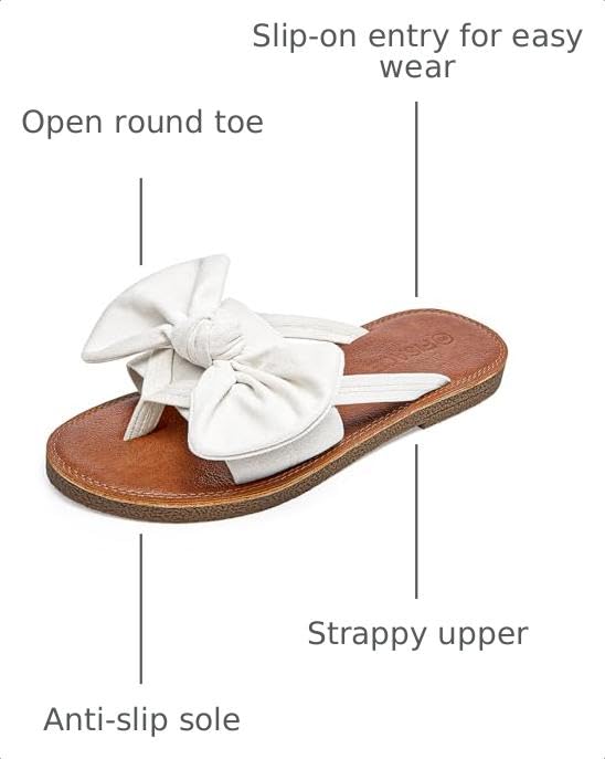 Image of FISACE Womens Bow Flat Sandals Flip Flops Slide Sandals Summer Beach Shoes