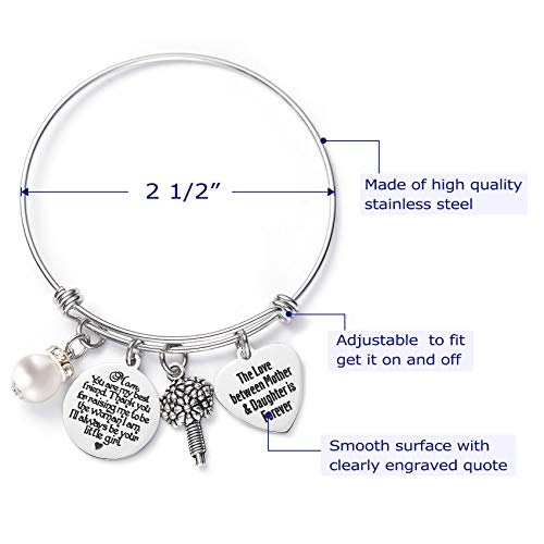 LParkin Mother of The Bride Gifts Bracelets Wedding Gift for Mom from Daughter Bracelet The Love Between Mother and Daughter is Forever Wedding Bangle2