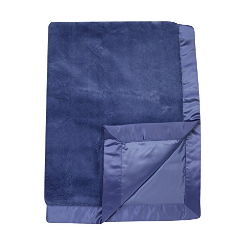 Lambs & Ivy Signature Oversized Minky Stroller Blanket, Navy