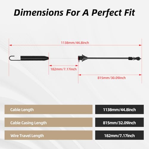Image of 175067 Deck Clutch Cable for Craftsman LT1000 LT2000 42'' Riding Lawn Mower Tractor Husqvarna Poulan Ariens Sears DLT3000 Lawnmower Parts Replaces 169676 532169676 532175067 21547197 21547184