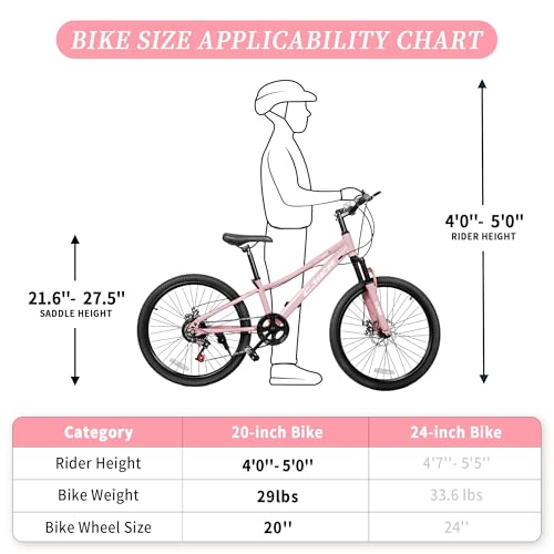 Pipleo 20/24 Inch Kids Mountain Bike, Bike 7 Speeds, Bikes for Kids 6 - Additional View