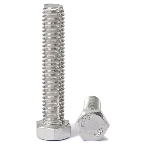 Image of M10-1.5 x 80mm 5Pcs Hex Bolts, Hexagon Head Screws, 304 Stainless Steel(A2-70), Metric Fully Thread, Bright Finish