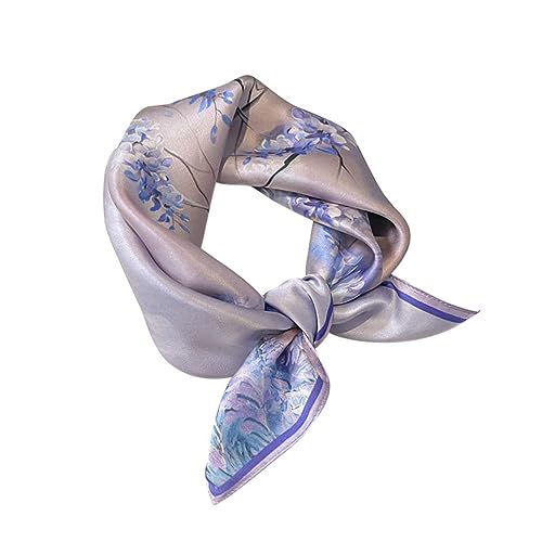 Cebilevin Foulard en 100% Soie Naturelle Douceur Elégance Raffinement Imprimé Floral (violet clair)
