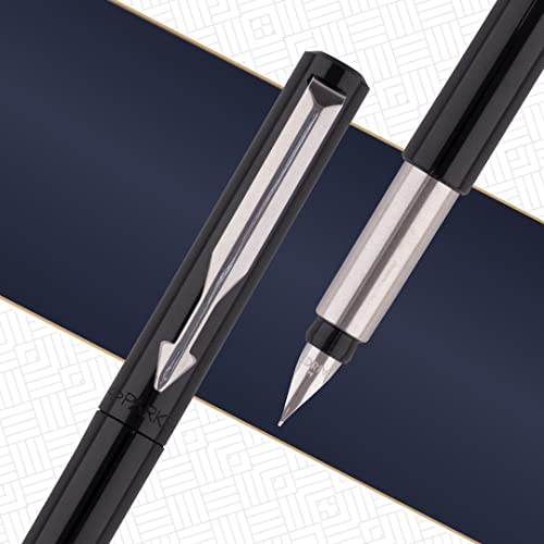 Image of Parker Vector Spark Black Special Edition Roller Ball Pen Gift Set - with Round Key Chain Fountain Pen (Black body)