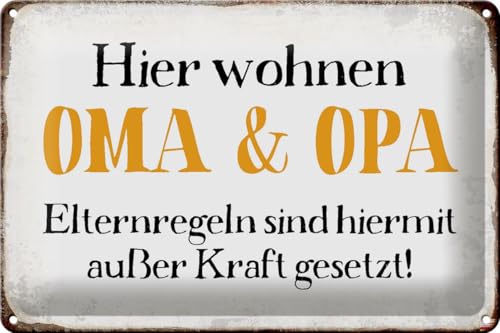 Blechschild 20x30cm gewölbt Hier wohnen Oma & Opa