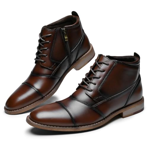 Image of Arkbird Mens Dress Boots Genuine Leather Cap Toe Ankle Boot with Side Zipper for Casual Business Formal Wear