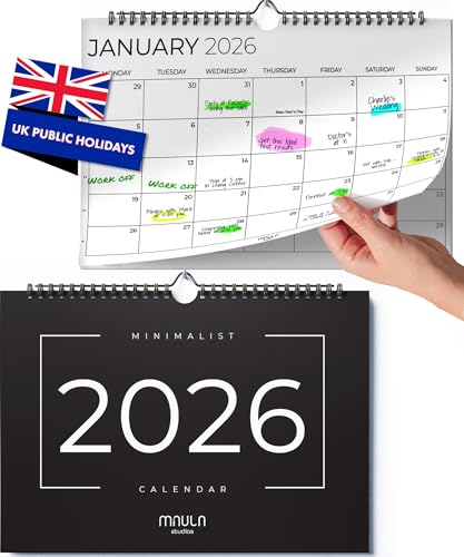 Wall Calendar 2026 UK Family Planner A4 Month to View JanDec 12 Month