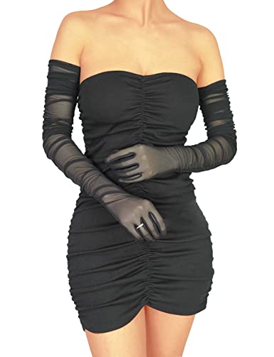 Women's Sexy Sheer Gloves Mesh Tulle Super Long Gloves Opera Christmas Costume Party Dance Glove3