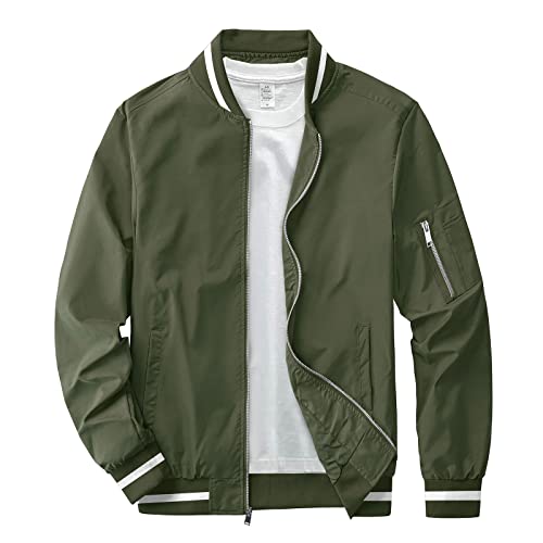 Hijewe Men's Bomber Jacket Casual Lightweight Windbreaker Softshell Fashion Varsity Outwear Outdoor Windproof Golf Coat #TOP16