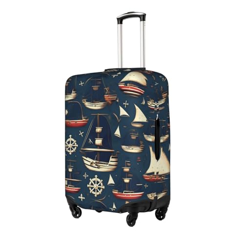 Nautical Sailing Pirate Theme Print Luggage Cover For Suitcases, Travel Case Protector, Simple & Convenient Installation2