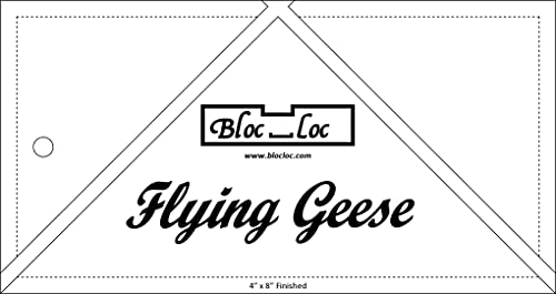 Bloc Loc Flying Geese Quilting Ruler 4” x 8” Finished, 4-1/2” x 8-1/2” Trimmed Size for Quilters