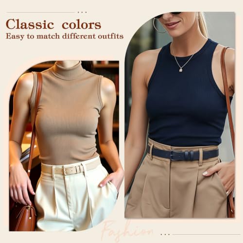Image of XZQTIVE 3 Pack Women Belts For Jeans Dresses Pants Ladies Leather Waist Belt with Gold Buckle