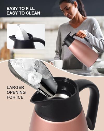 Image of 70 oz Thermal Coffee Carafe for keeping hot, Updated Carafe for hot liquid, Airpot Insulated Stainless Steel Vacuum Thermal Pot for Coffee, Hot Water,Keep Hot 12 Hours (pink+pink)