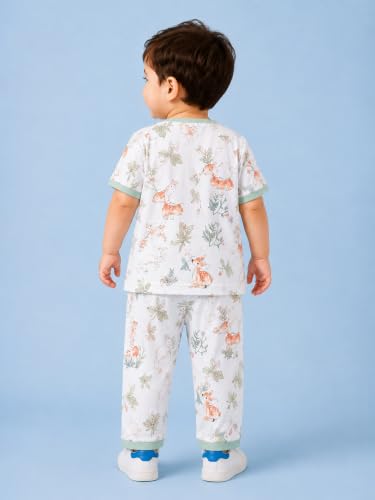 Image of Kidbea Kids Bamboo Viscose Co-Ord Set, Half Sleeve Round Neck Night Suit