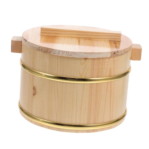 GALPADA 1 Juego de Cubo de Arroz de Madera para Sushi y Arroz Cocido, Recipiente Redondo Tapa para Mezclar, Servir y Exhibir en Restaurantes, Fiestas y Cenas en Casa