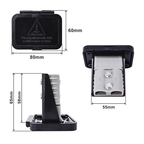 HISports 2 Stück 120 A Unterputz Einbaurahmen mit Abdeckung Kompatibel mit Anderson Steckverbinder inkl für Auto Wohnmobil Wohnwagen Motorrad Boot Solaranlagen