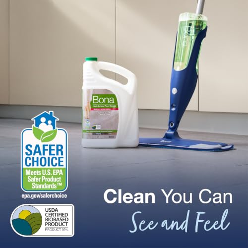 Bona Multi-Surface Floor Cleaner Refill - 128 fl oz - Unscented | Refill for Bona Spray Mops and Spray Bottles - Residue-Free Cleaning Solution for Stone, Tile, Laminate, and Vinyl Floors