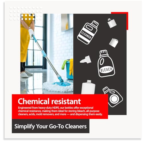 Bar5F 33.8oz 3-Pack Large HDPE Plastic Bottles with 9 Caps in 3 Styles | Pump, Squeeze, Squirt | Shampoo, Conditioner, Condiments, Ketchup, Bleach, Cleaners, Alcohol, Food Safe | BPA-Free, 1 Liter4