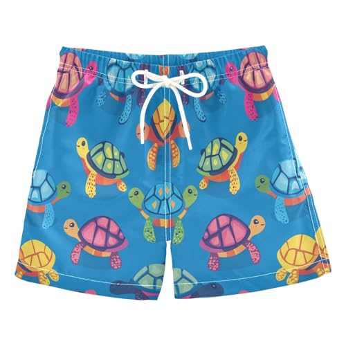 Jucciaco Boys Swim Trunk Quick Dry Beach Board Shorts Turtle Sea Cartoon Graphic Swimwear for Kids