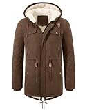 UMIPUBO Parka Abrigo Hombre Invierno Cremallera Chaqueta con Capuche Warm Forro Polar Parkas para Hombre Abrigo a Prueba de Viento(Brown,XL)
