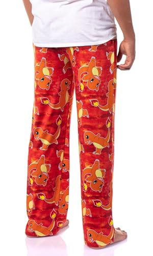 Mad Engine Pokemon Mens Charmander AOP Fire Type Adjustable Waistband Sleep Bottom Lounge Pajama Pants4
