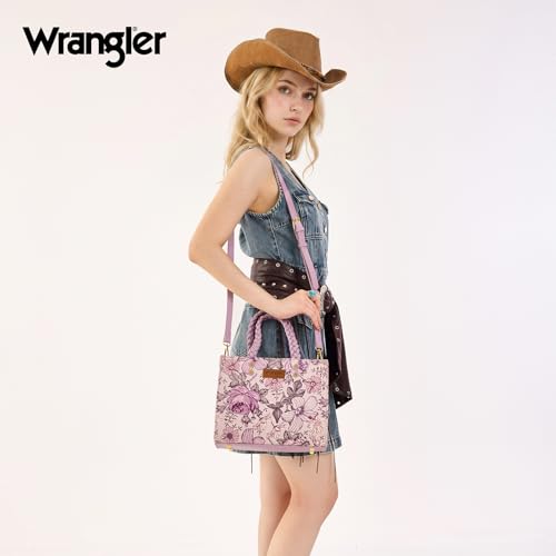 Image of Montana West Wrangler Tote Bag for Women, Floral Print Braided Tote Purse,Western Tote Handbag with Adjustable Shoulder Strap