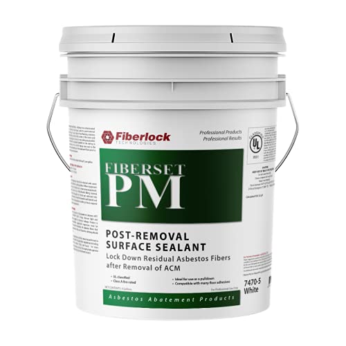 Fiberlock Fiberset PM Post-Removal Surface Sealant, White, 5 Gallons, Class A Fire Rated, Water-Based Acrylic Formula, Flexible, Long-Lasting Finish